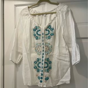 Charter Club white linen blouse